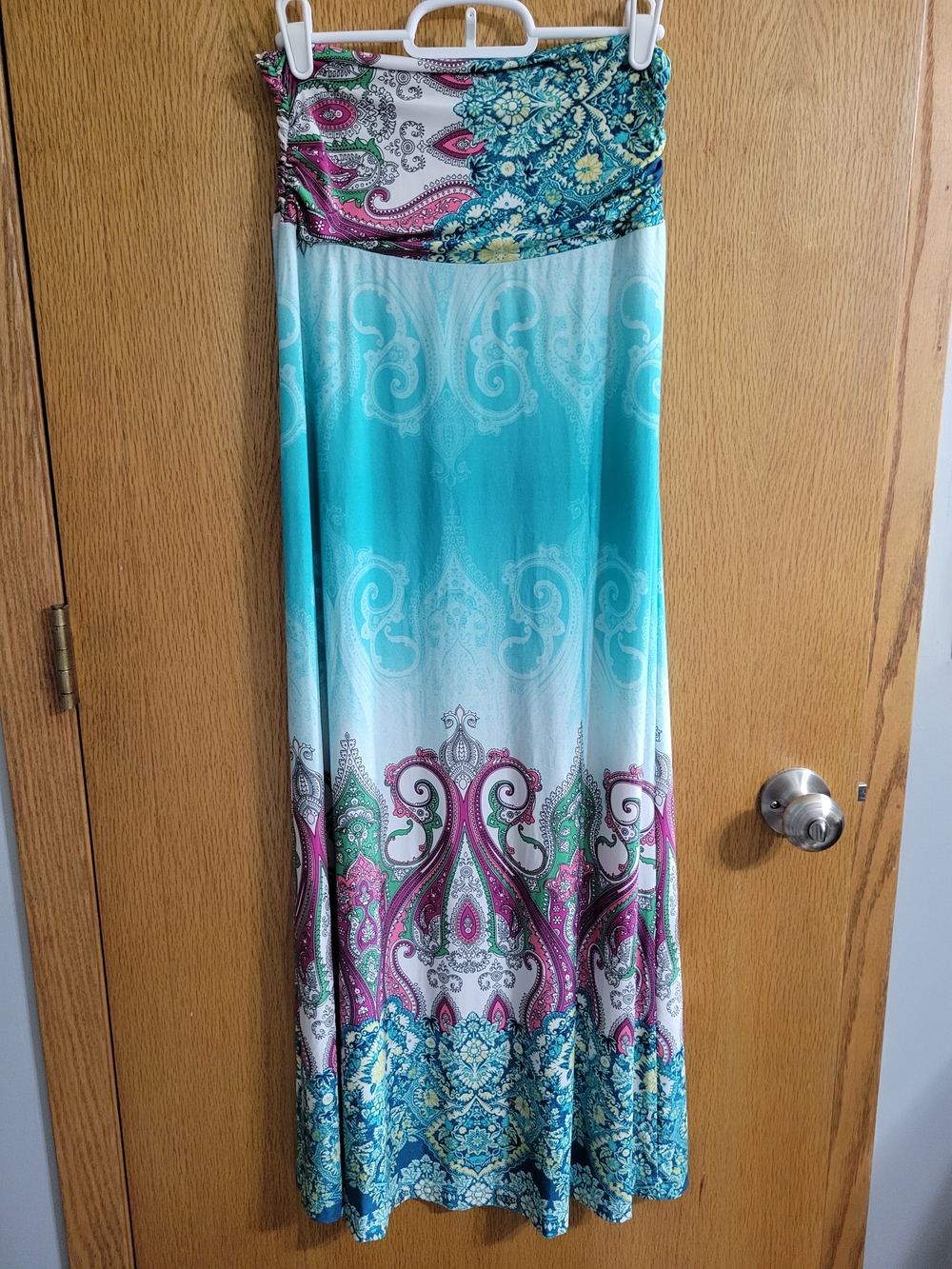VENUS Turquoise, Teal & Pink Paisley Maxi Skirt